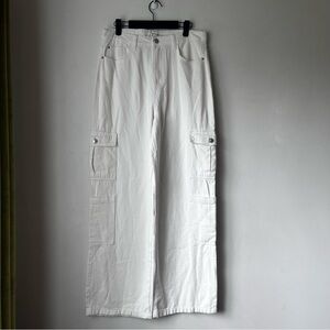 Princess Polly Barbara White Denim Relaxed Fit High Rise Cargo Jeans 6